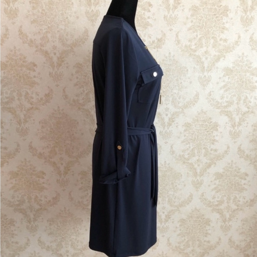 Michael Kors Blue Sheath Dress with Cuffed Sleeves - Picture 3 of 12